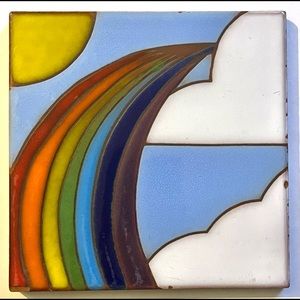Italy Tirivet Rainbow And Sunshine Kitchenware Tile 5.75”